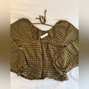 New Madewell Plaid Cropped Long Sleeve